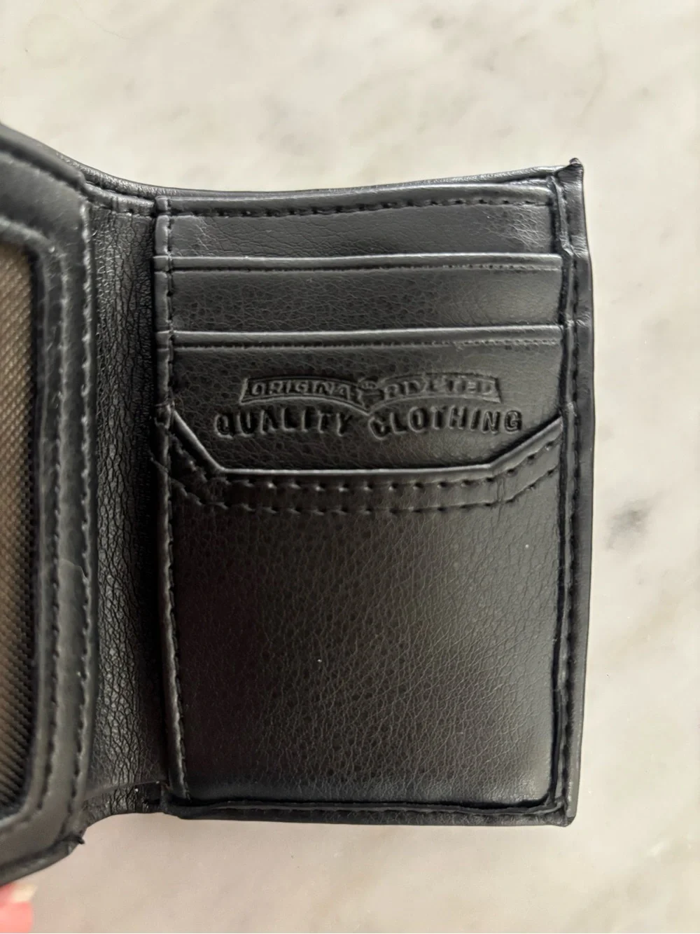 Levi's Black Leather Trifold Wallet
